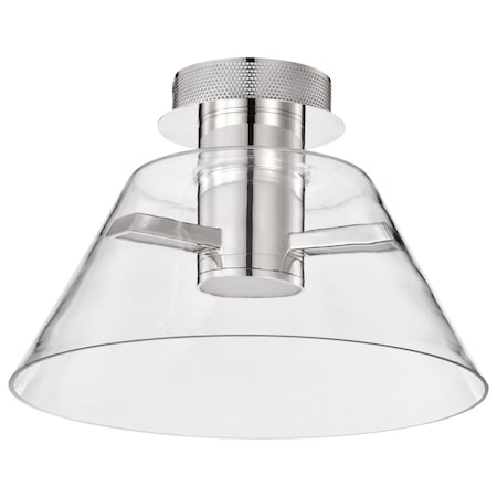 Nuvo Edmond, 14 Inch LED Semi Flush, Polished Nickel with Clear Glass 62/2053